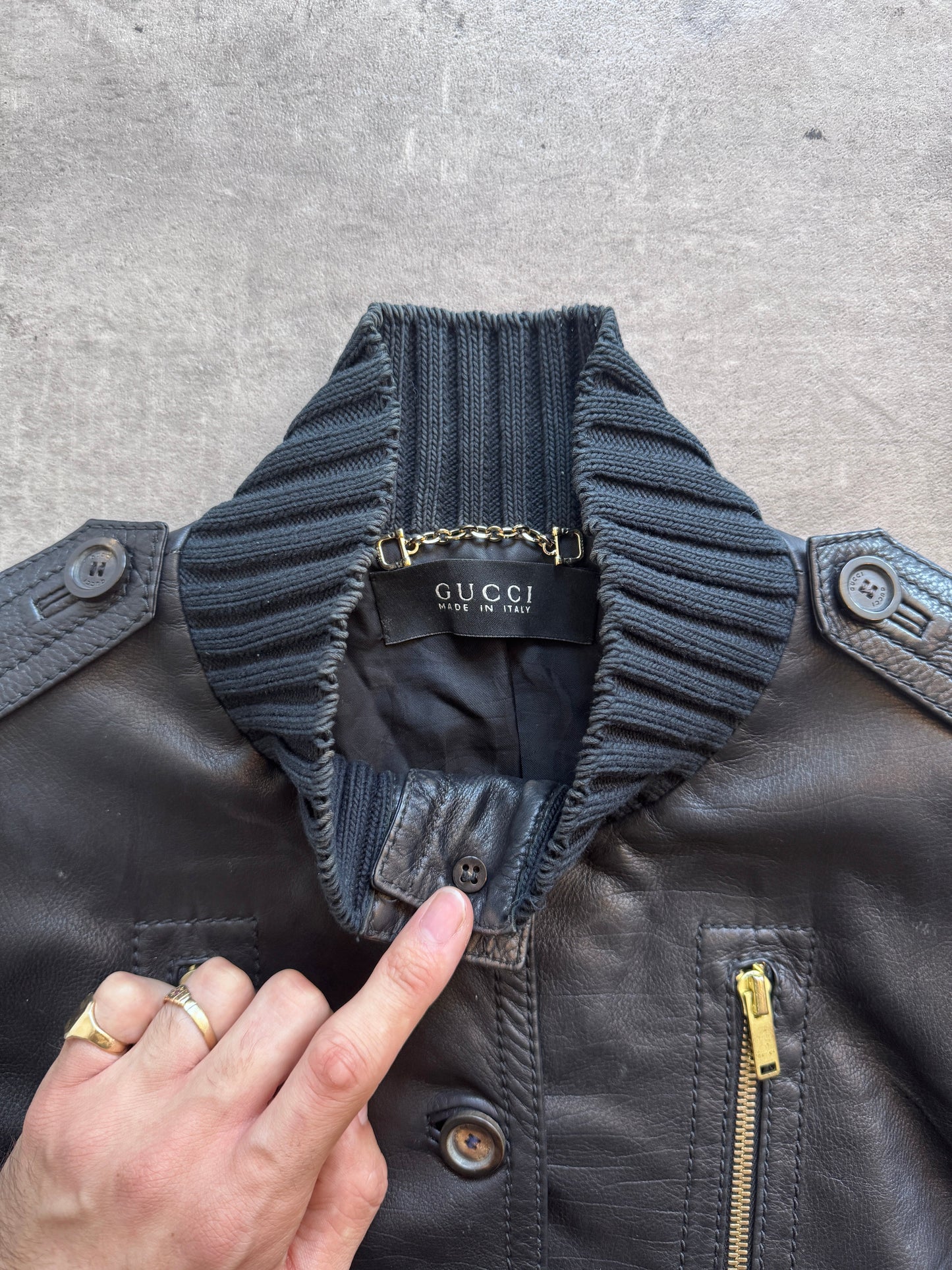 2006 Gucci Madonna Leather Bomber SC: 5782 | Small, Black