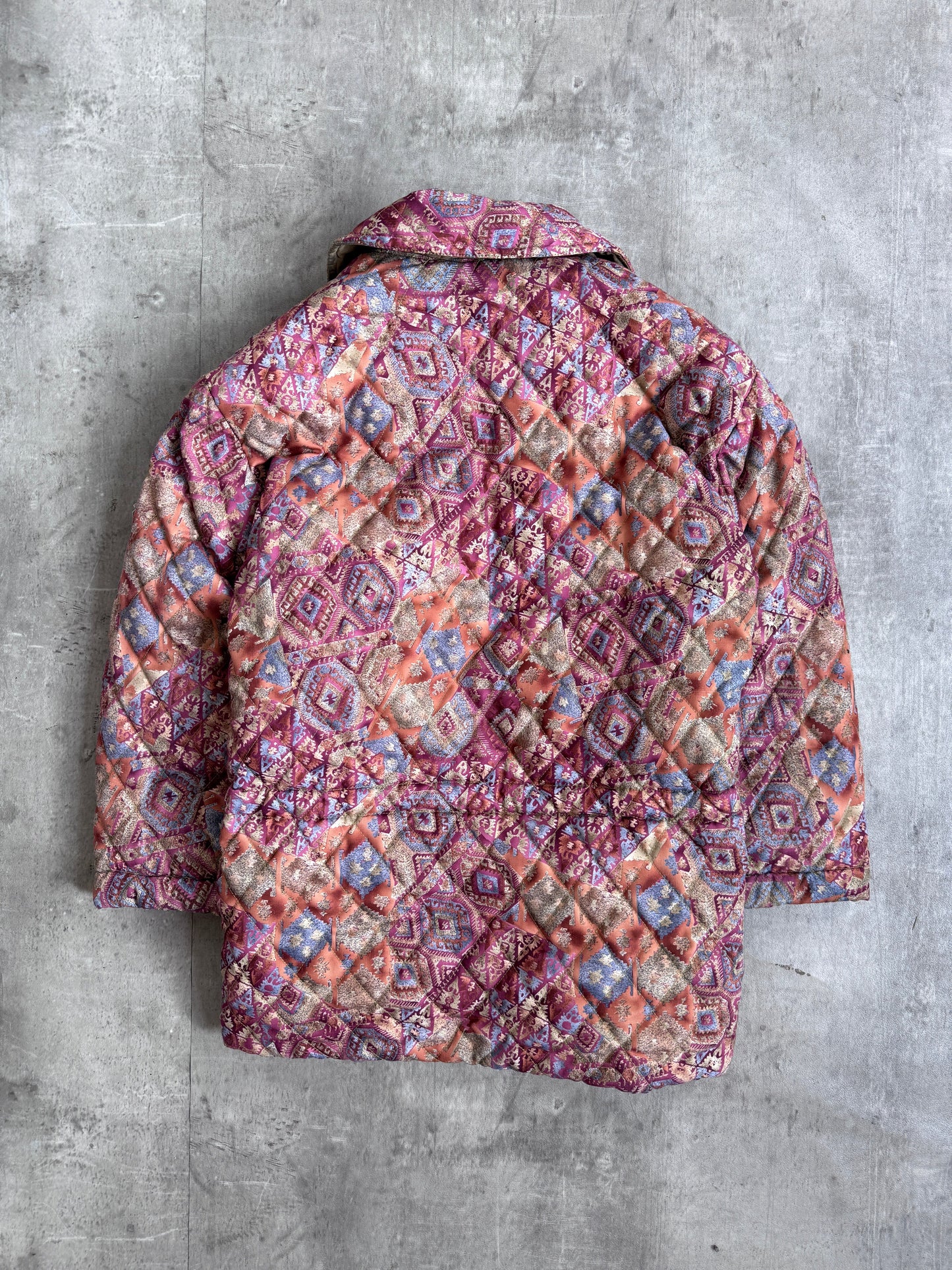 1980's Moncler Diamond Down Quilt Tapestry Ski Jacket