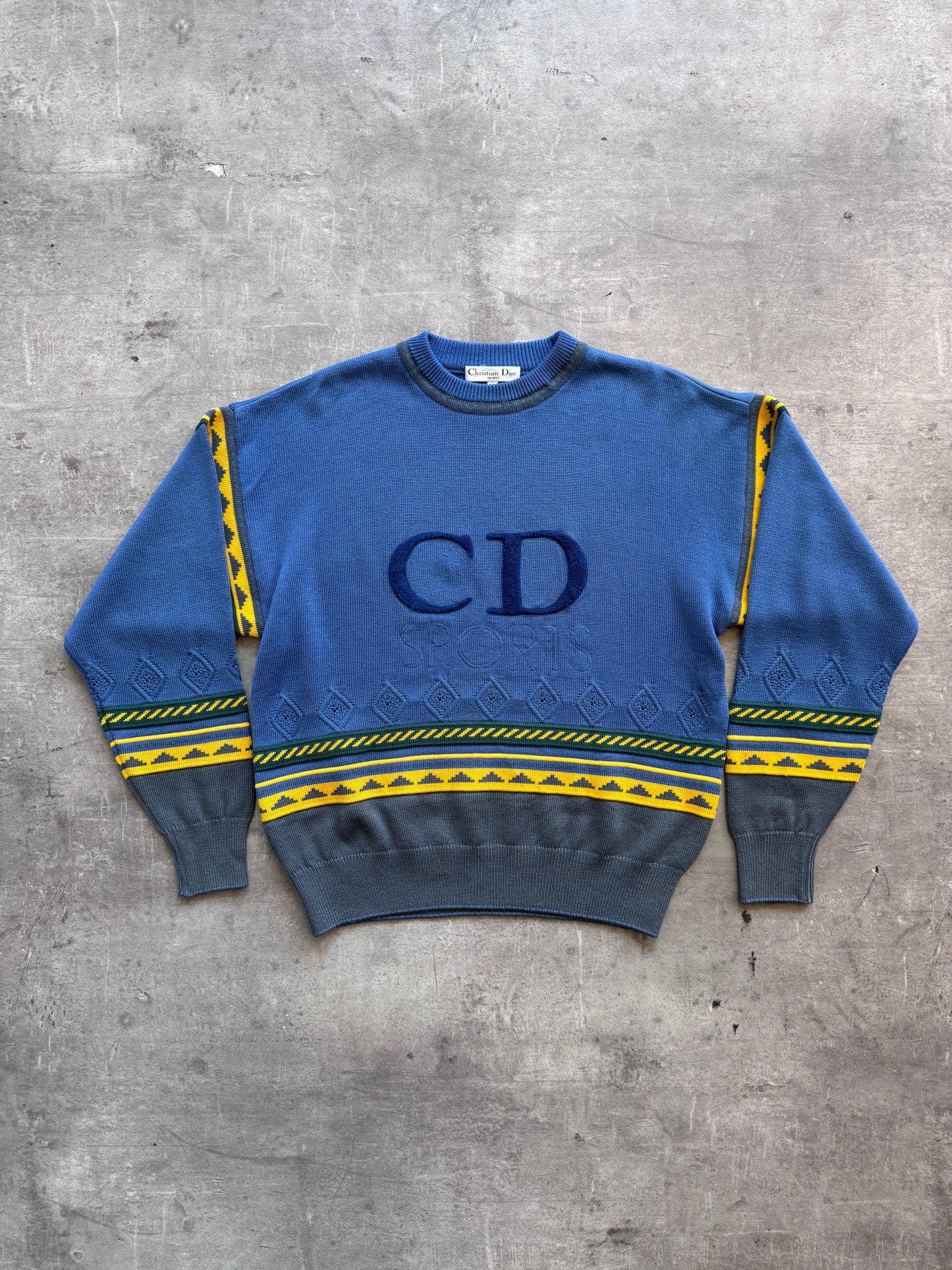 Christian Dior Sports Navy Embroidered Knit | Medium, Multicoloured