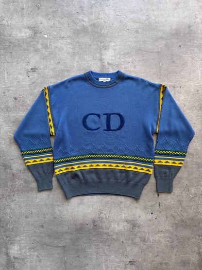 Christian Dior Sports Navy Embroidered Knit | Medium, Multicoloured