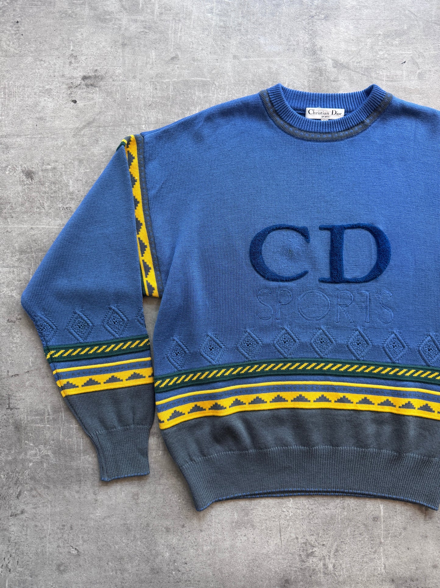 Christian Dior Sports Navy Embroidered Knit | Medium, Multicoloured