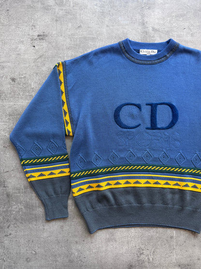 Christian Dior Sports Navy Embroidered Knit | Medium, Multicoloured