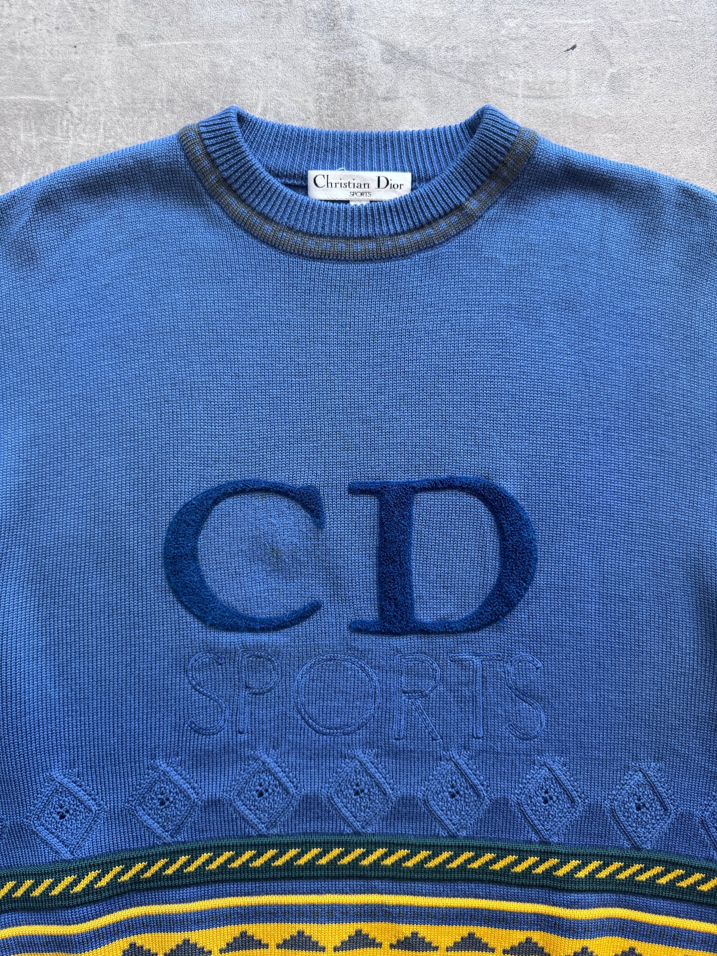 Christian Dior Sports Navy Embroidered Knit | Medium, Multicoloured