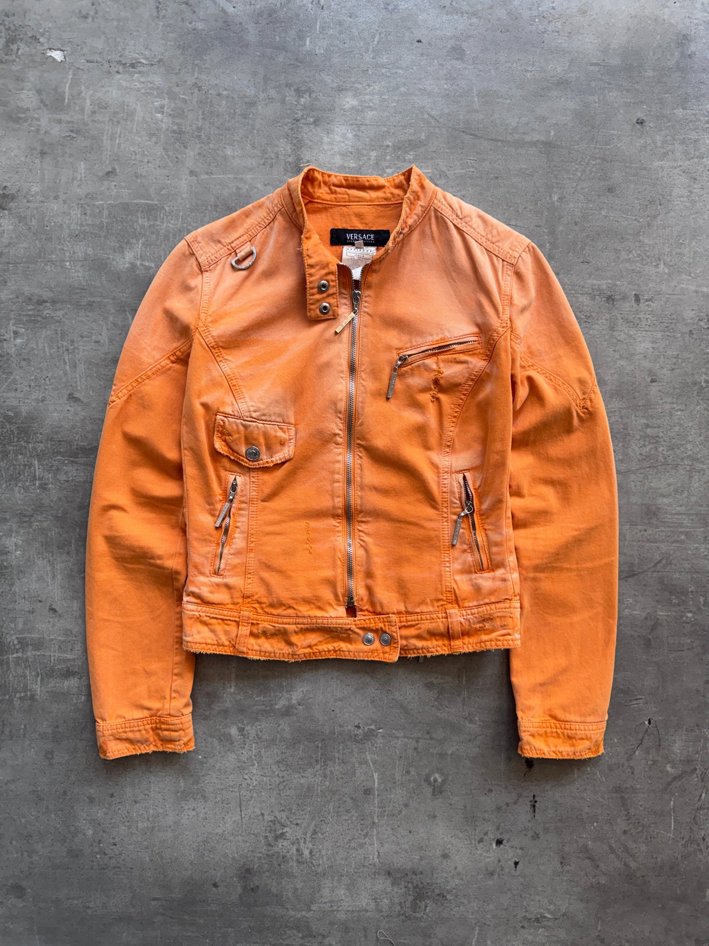 Versace Jeans Couture Distressed Moto Jacket | Small, Multicoloured