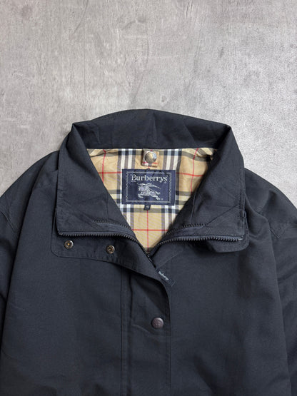1990's Burberry Black Lightweight Nova Check M65 Tech Parka