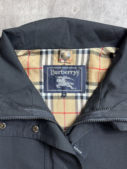 1990's Burberry Black Lightweight Nova Check M65 Tech Parka