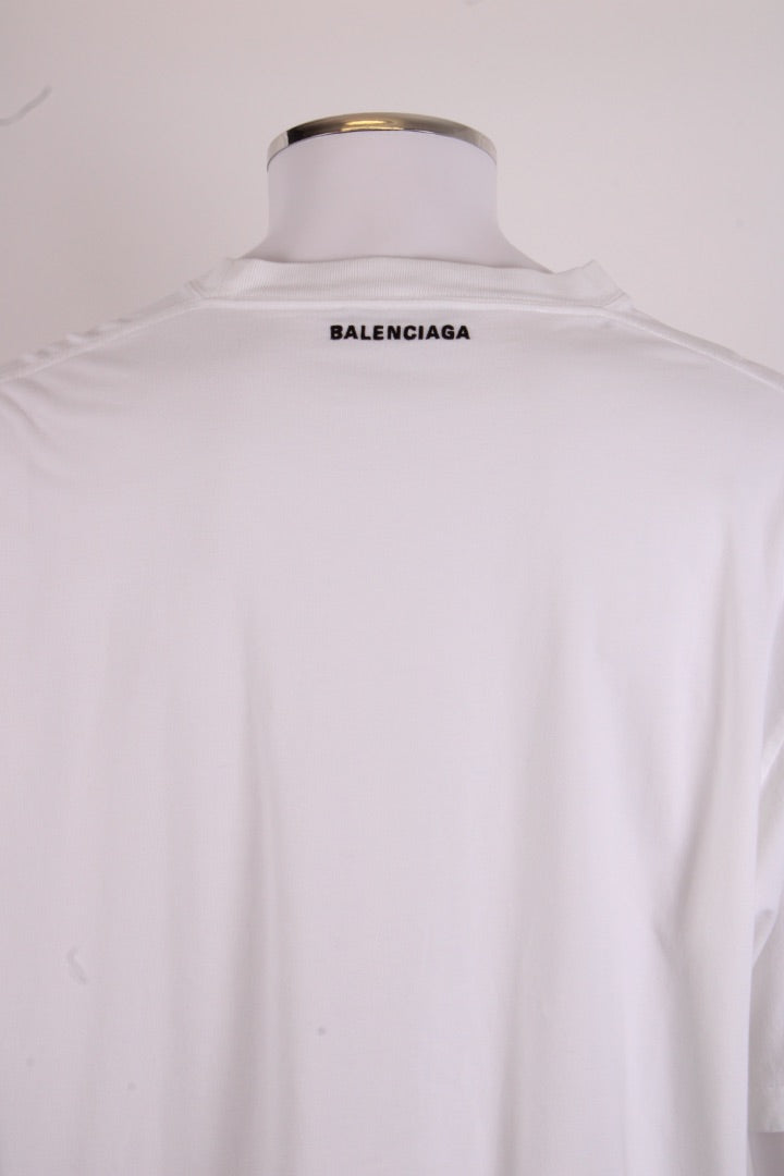 Balenciaga Unifit Embroidered Logo T-shirt White S | Small, Red