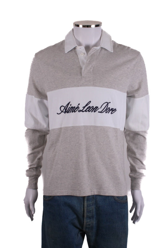 Aime Leon Dore L/S Logo Paneled Rugby Top Grey/ White S | Small, Grey