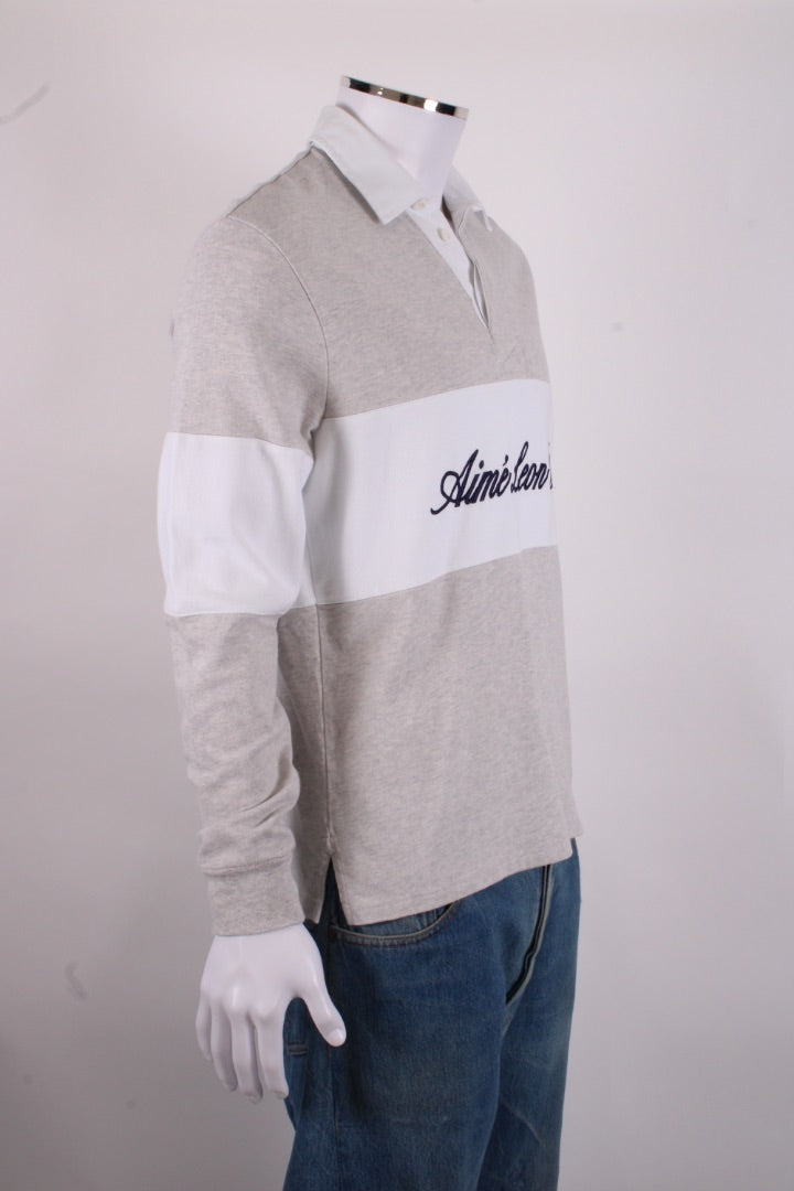 Aime Leon Dore L/S Logo Paneled Rugby Top Grey/ White S | Small, Grey