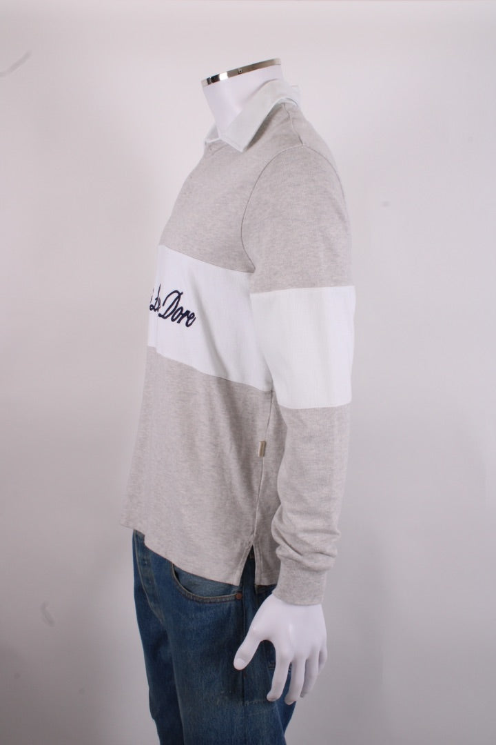 Aime Leon Dore L/S Logo Paneled Rugby Top Grey/ White S | Small, Grey