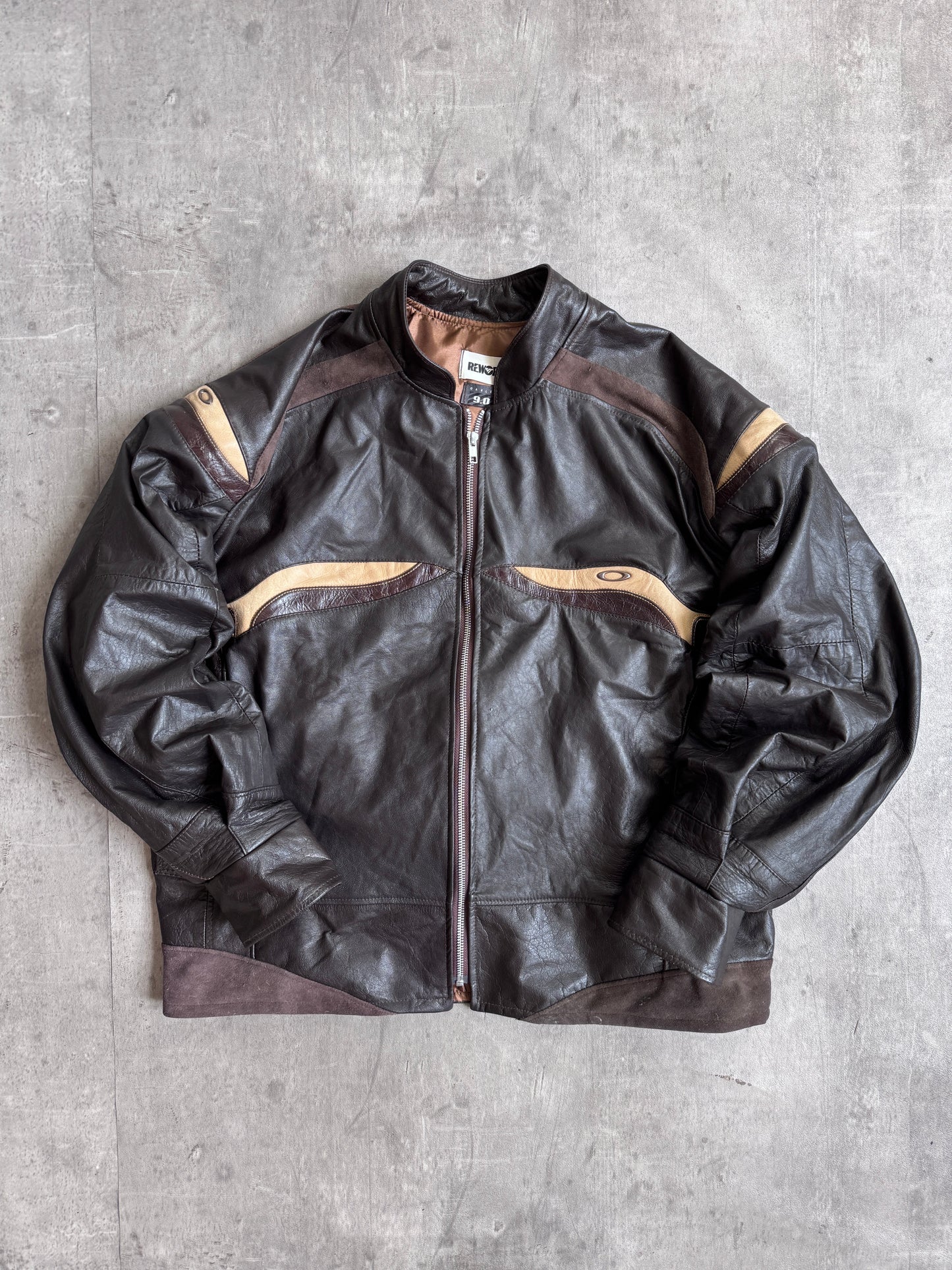 VT Rework: Oakley Brown Leather Zip Up Jacket