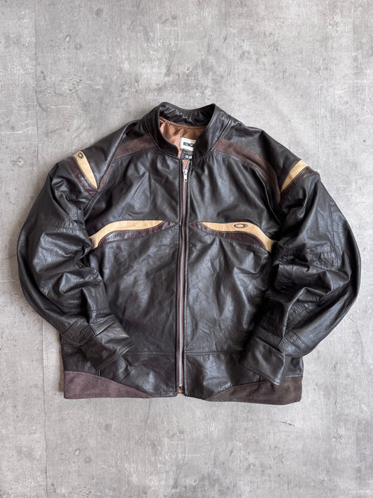 VT Rework: Oakley Brown Leather Zip Up Jacket