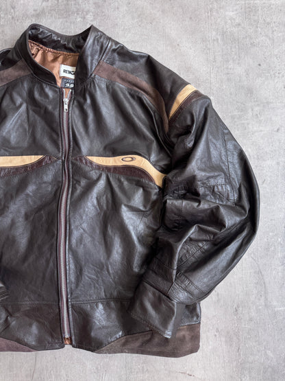 VT Rework: Oakley Brown Leather Zip Up Jacket