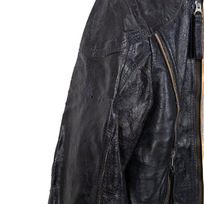 Armani Jeans Contrast Hem Leather Jacket