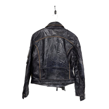 Armani Jeans Contrast Hem Leather Jacket