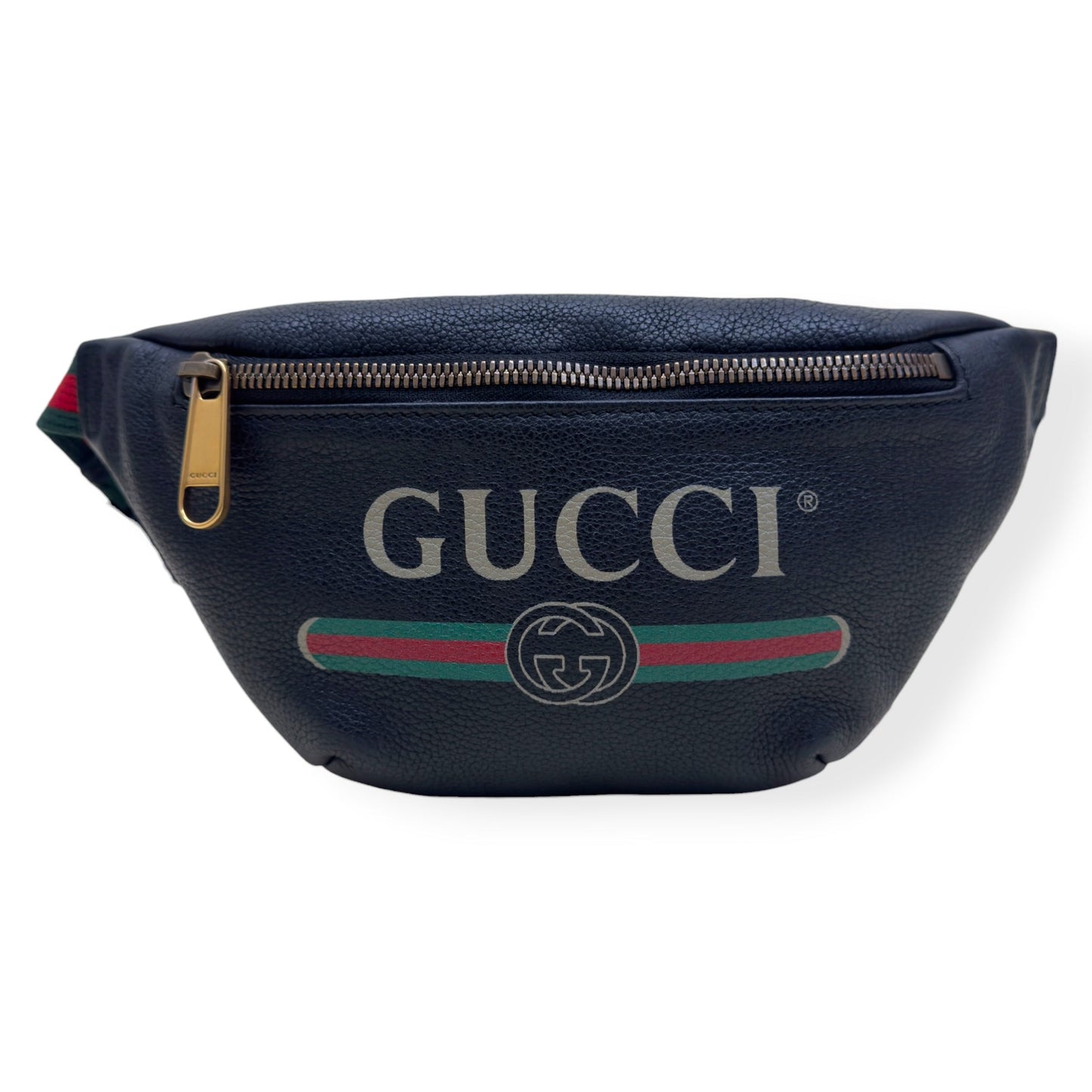 GUCCI LEATHER LOGO PRINT BELT BAG BLACK O/S | O/S, Black