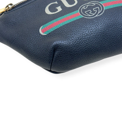 GUCCI LEATHER LOGO PRINT BELT BAG BLACK O/S | O/S, Black