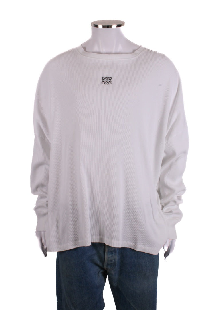 Loewe L/S Embroidered Logo Rib Top White XL | XL, Red