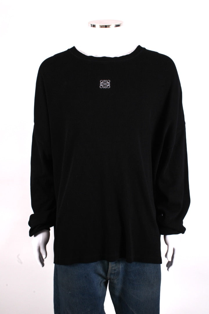 Loewe L/S Embroidered Logo Rib Top Black XL | XL, Black
