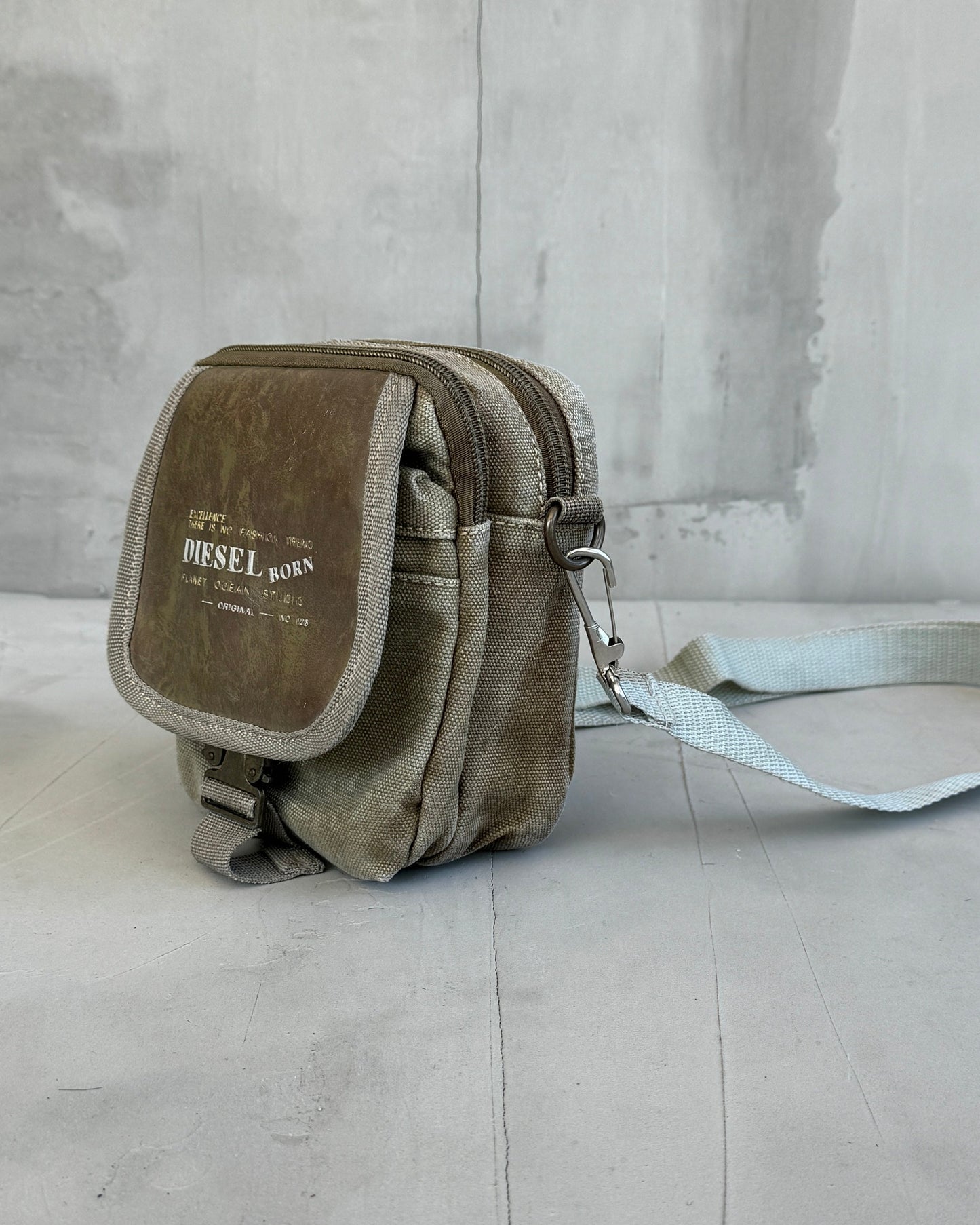 DIESEL LEATHER & CANVAS SIDE BAG