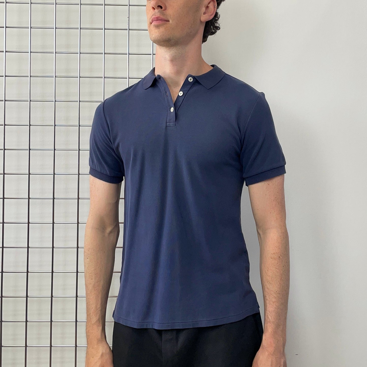 Vintage St Michael Navy 80s Faded Polo Shirt | Medium, Navy