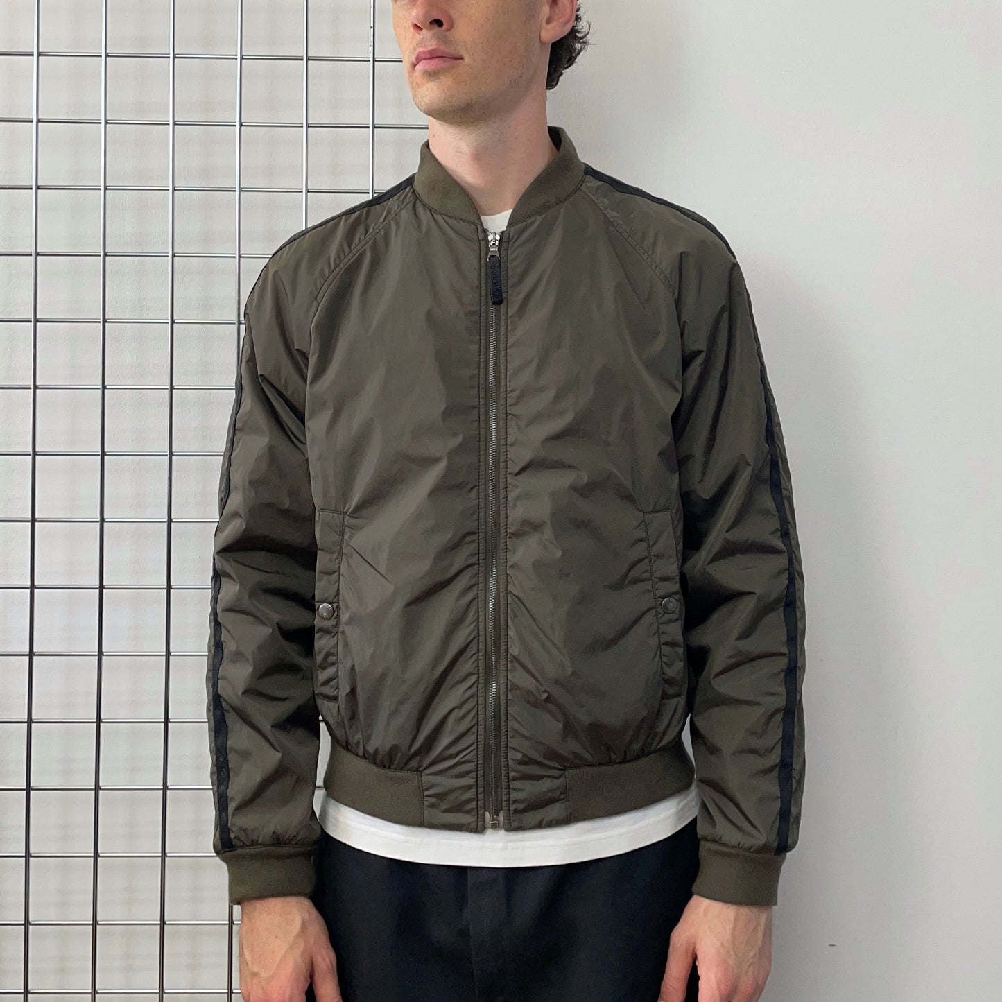 Prada Sport Khaki 2007 Nylon Racing Bomber Jacket | Large, Khaki