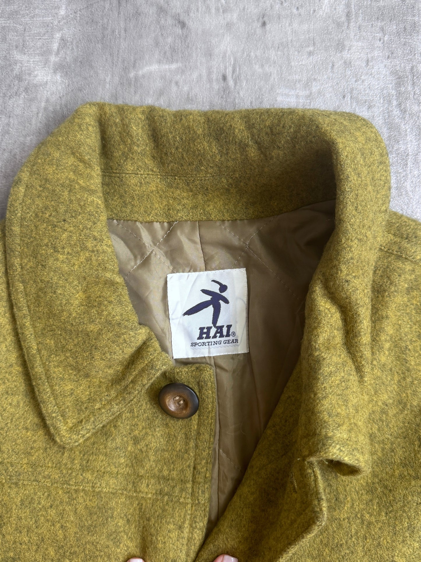 HAI Sporting Gear Issey Miyake Wool and Leather Two Toned Coat