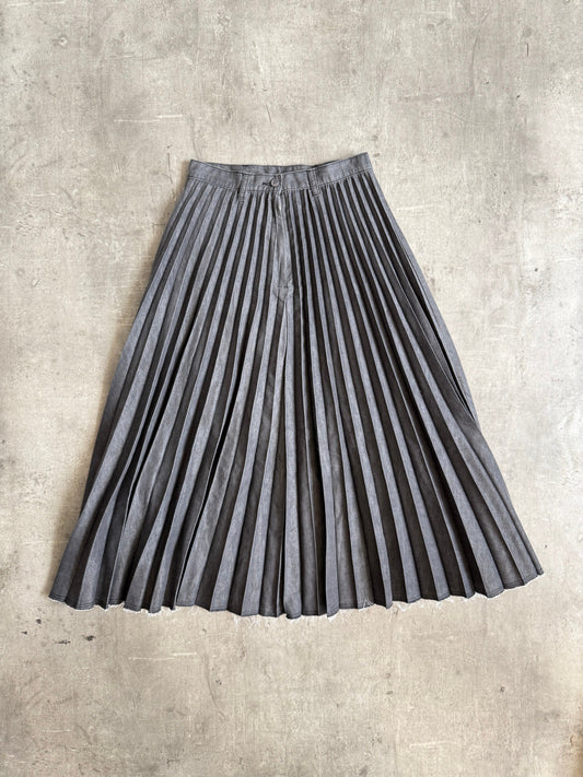 Issey Miyake NE-Net Charcoal Pleated Maxi Skirt