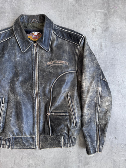 1990's Harley Davidson Scorched Leather Bomber Jacket