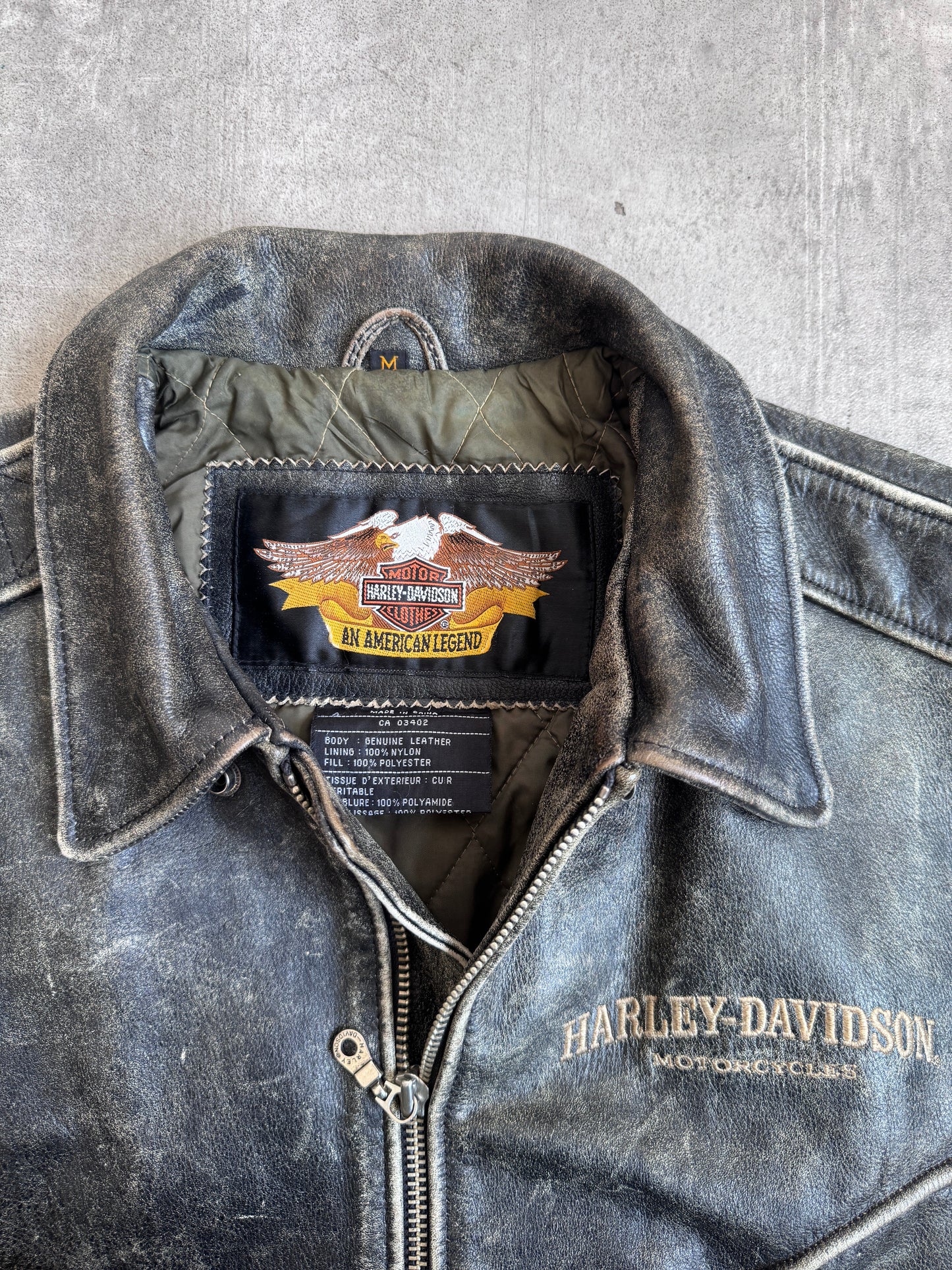 1990's Harley Davidson Scorched Leather Bomber Jacket