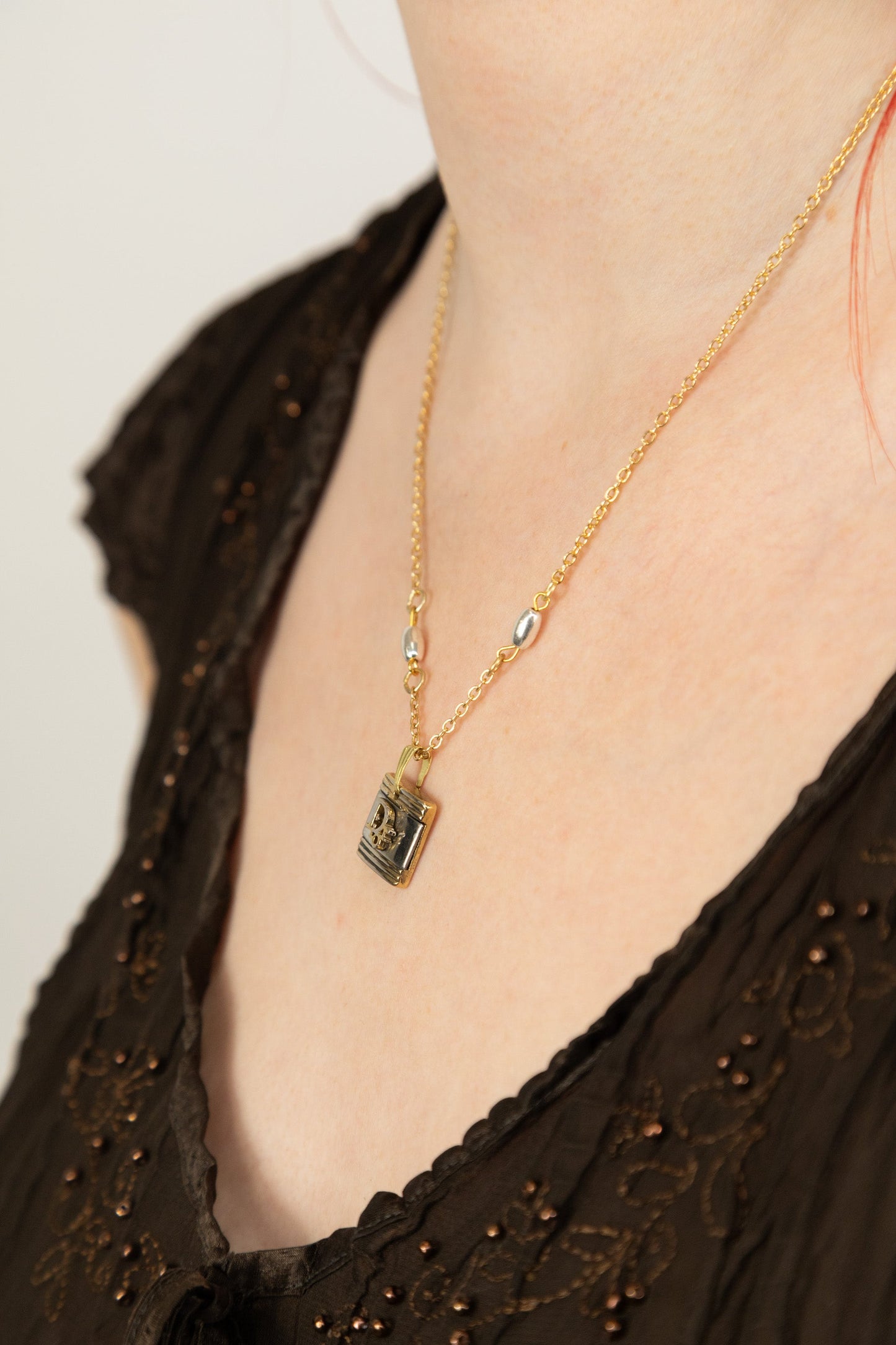 VT Rework: Dior Square Pendant 2 Cultured Pearl Gold Chain Necklace