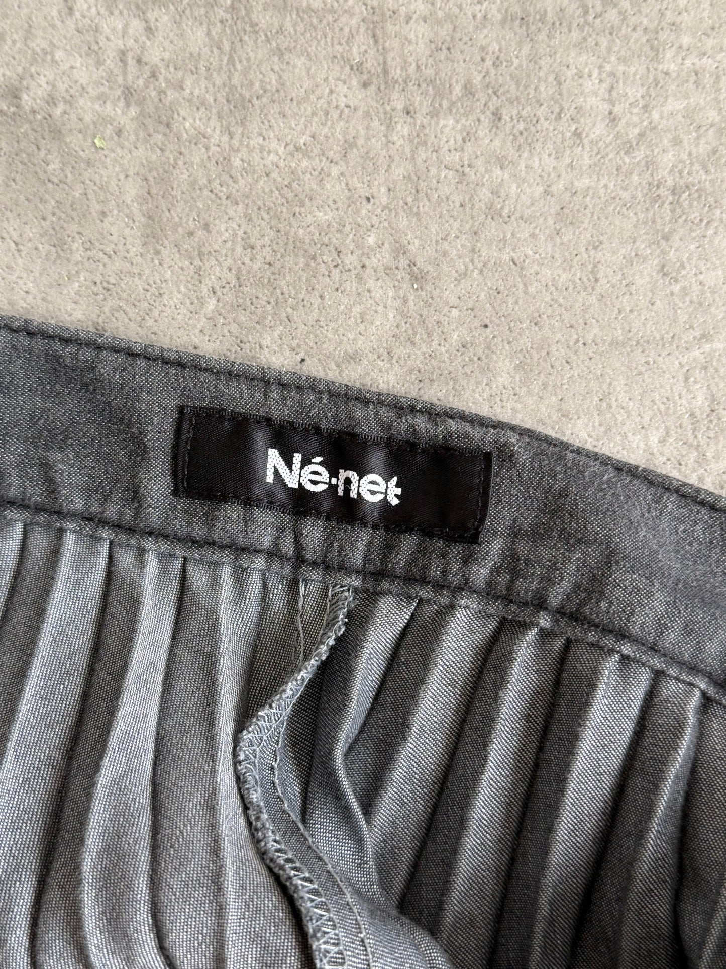 Issey Miyake NE-Net Charcoal Pleated Maxi Skirt