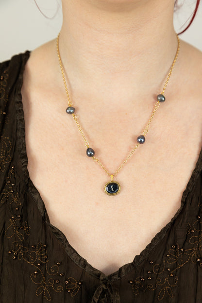 VT Rework: YSL Circle Pendant 4 Cultured Pearls Gold Chain Necklace