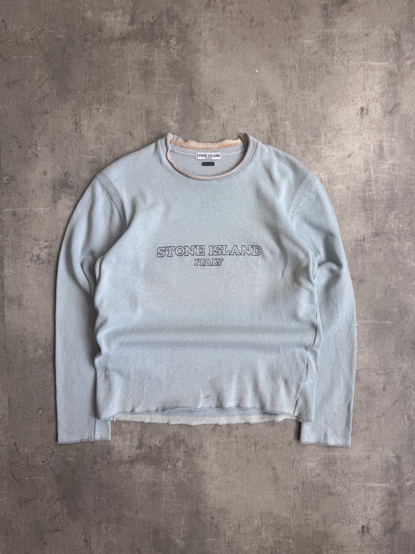 Stone Island Baby Blue Knitted Logo Sweater
