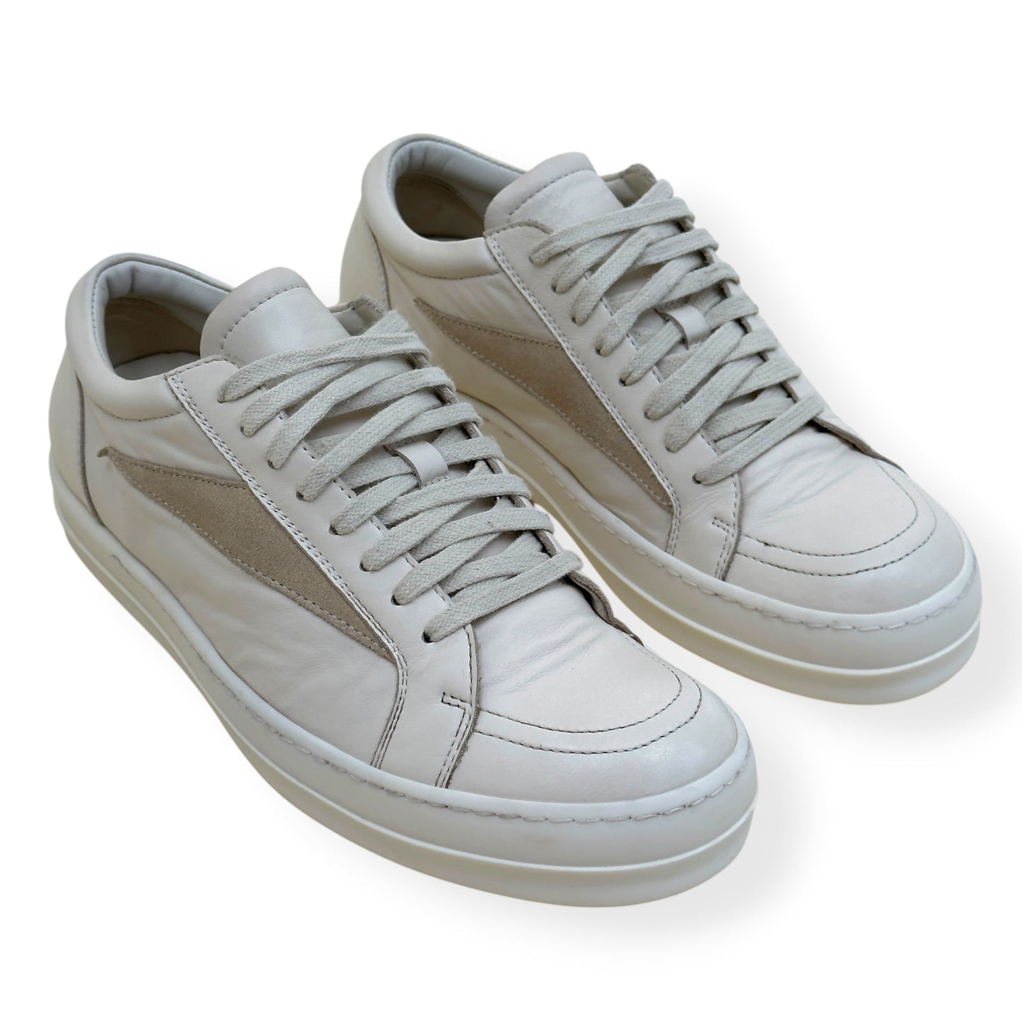 RICK OWENS VINTAGE LEATHER LOW-TOP SNEAKER MILK 40 / UK6 | UK 6, Milk