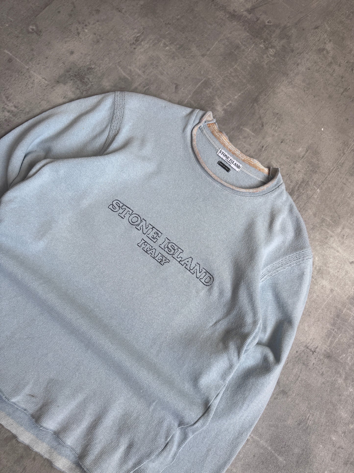 Stone Island Baby Blue Knitted Logo Sweater