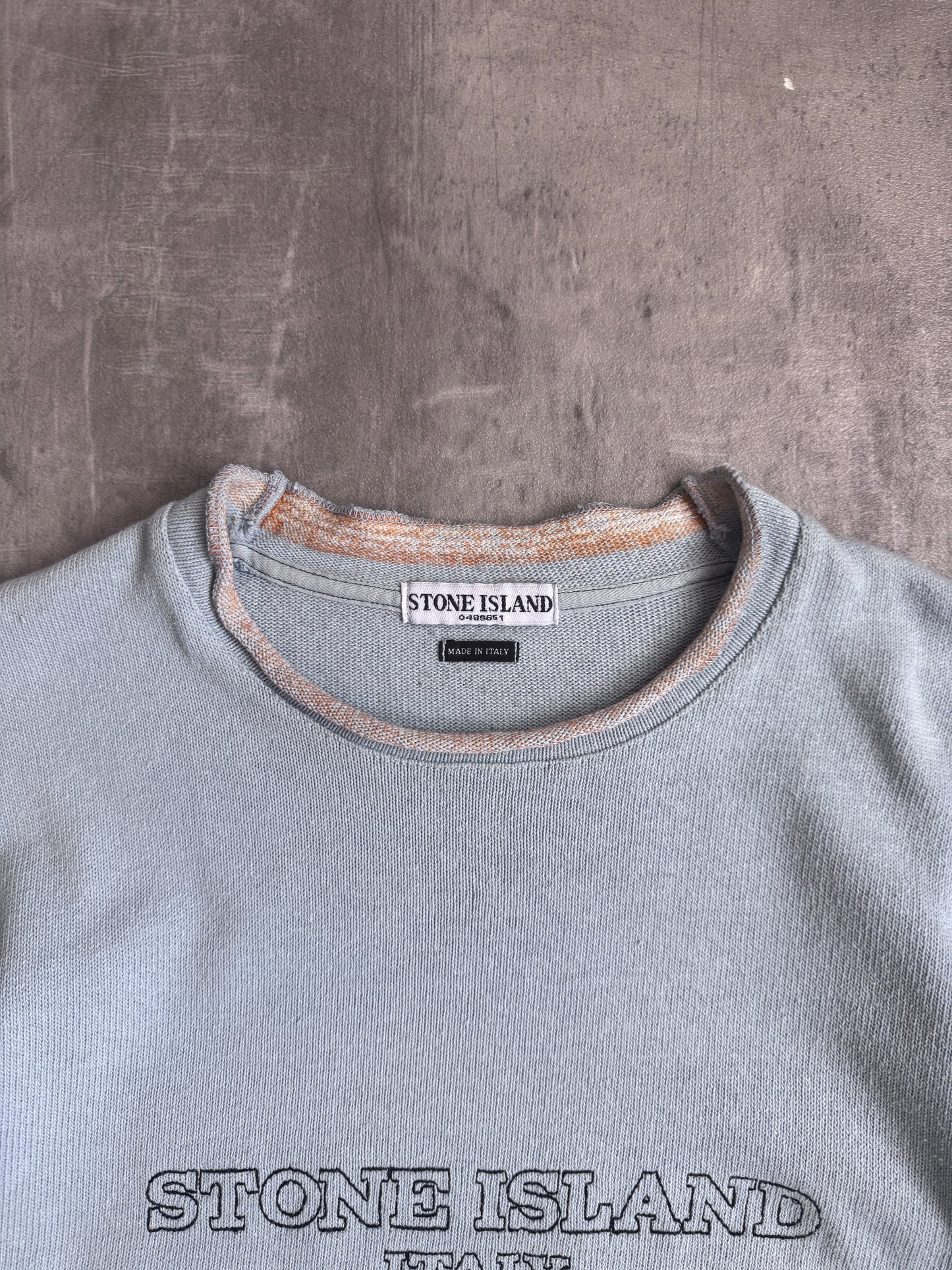 Stone Island Baby Blue Knitted Logo Sweater