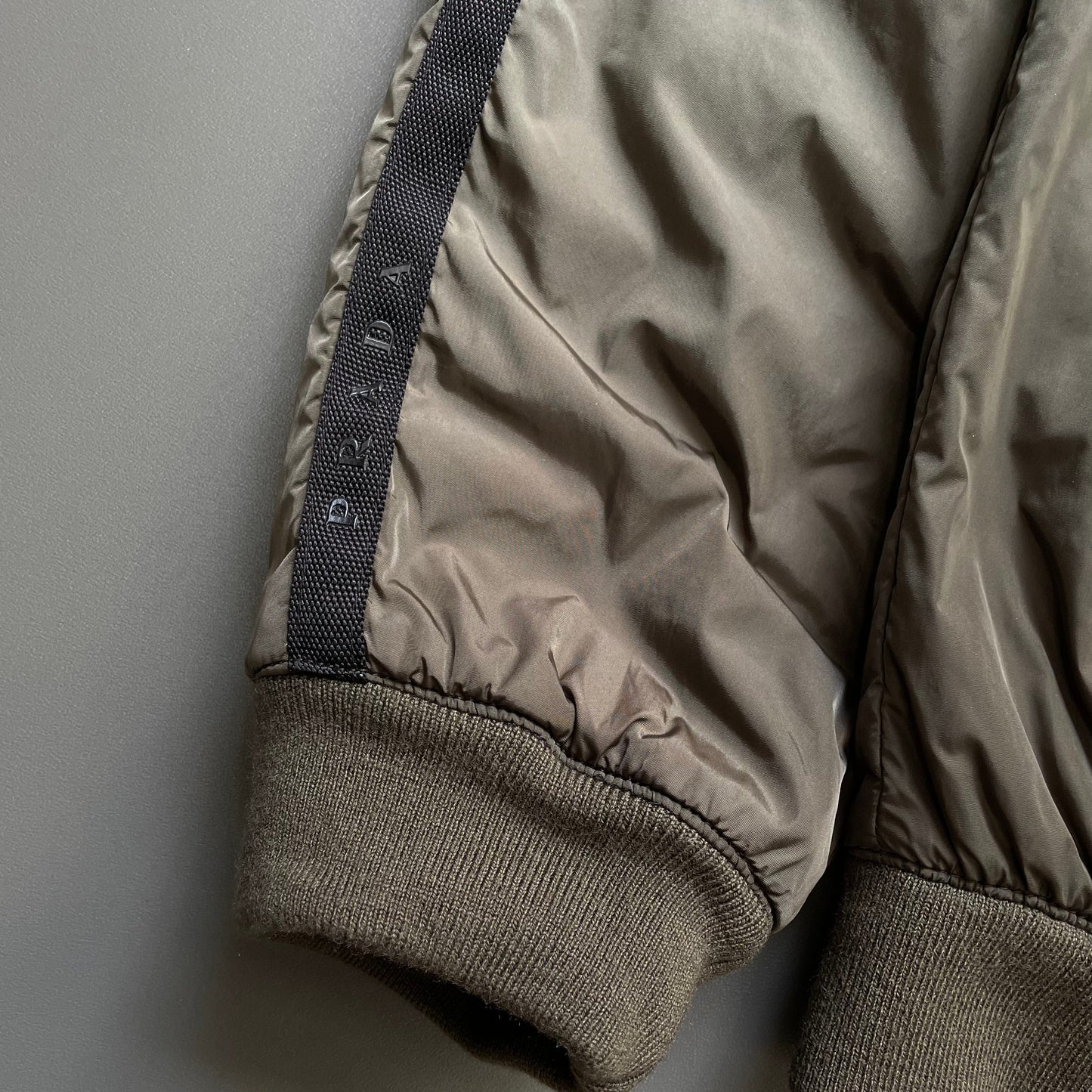 Prada Sport Khaki 2007 Nylon Racing Bomber Jacket | Large, Khaki