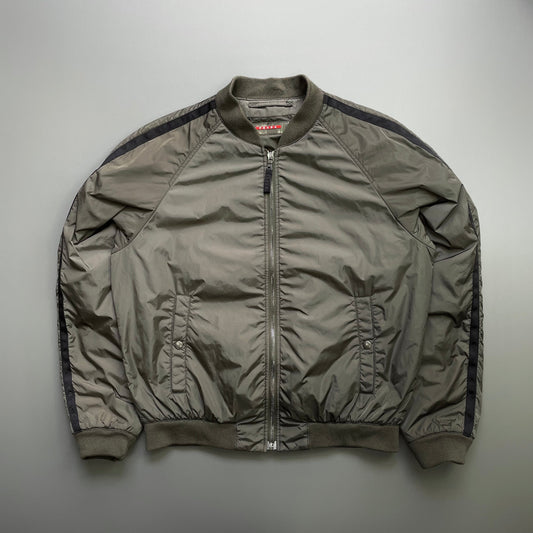 Prada Sport Khaki 2007 Nylon Racing Bomber Jacket | Large, Khaki