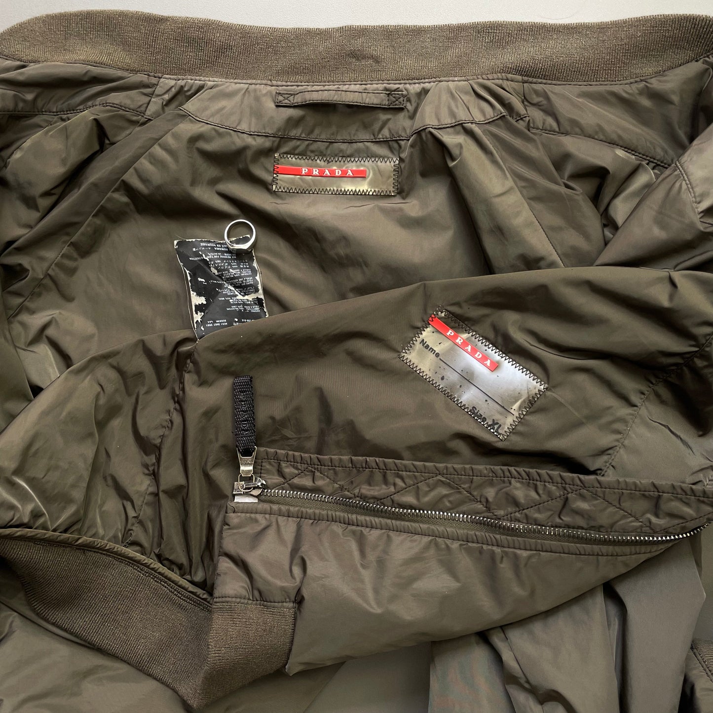 Prada Sport Khaki 2007 Nylon Racing Bomber Jacket | Large, Khaki