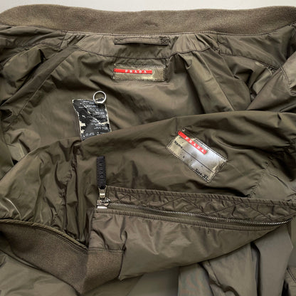 Prada Sport Khaki 2007 Nylon Racing Bomber Jacket | Large, Khaki