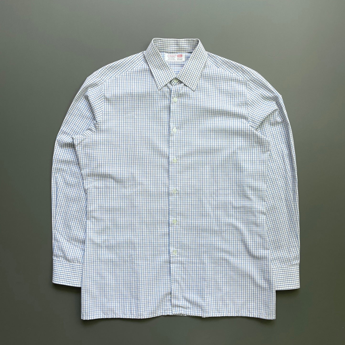 Vintage St Michael Blue & White 80s Check Shirt | Large, Blue