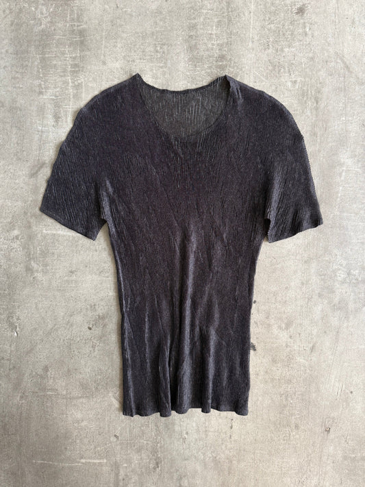 S/S 2021 Issey Miyake Pleats Please Pleated Charcoal Top