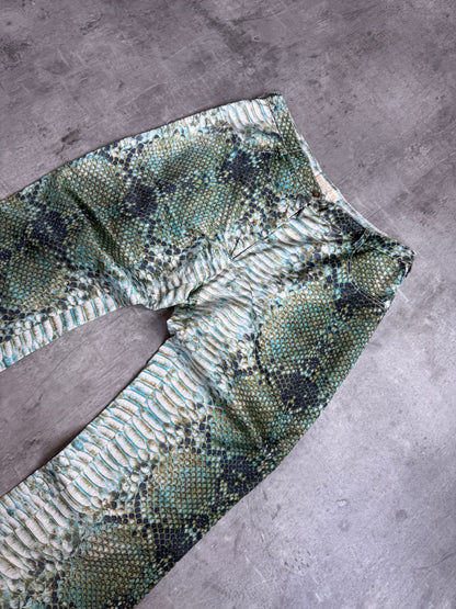 Roberto Cavalli Snake Print Satin Trousers