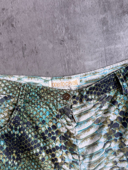 Roberto Cavalli Snake Print Satin Trousers
