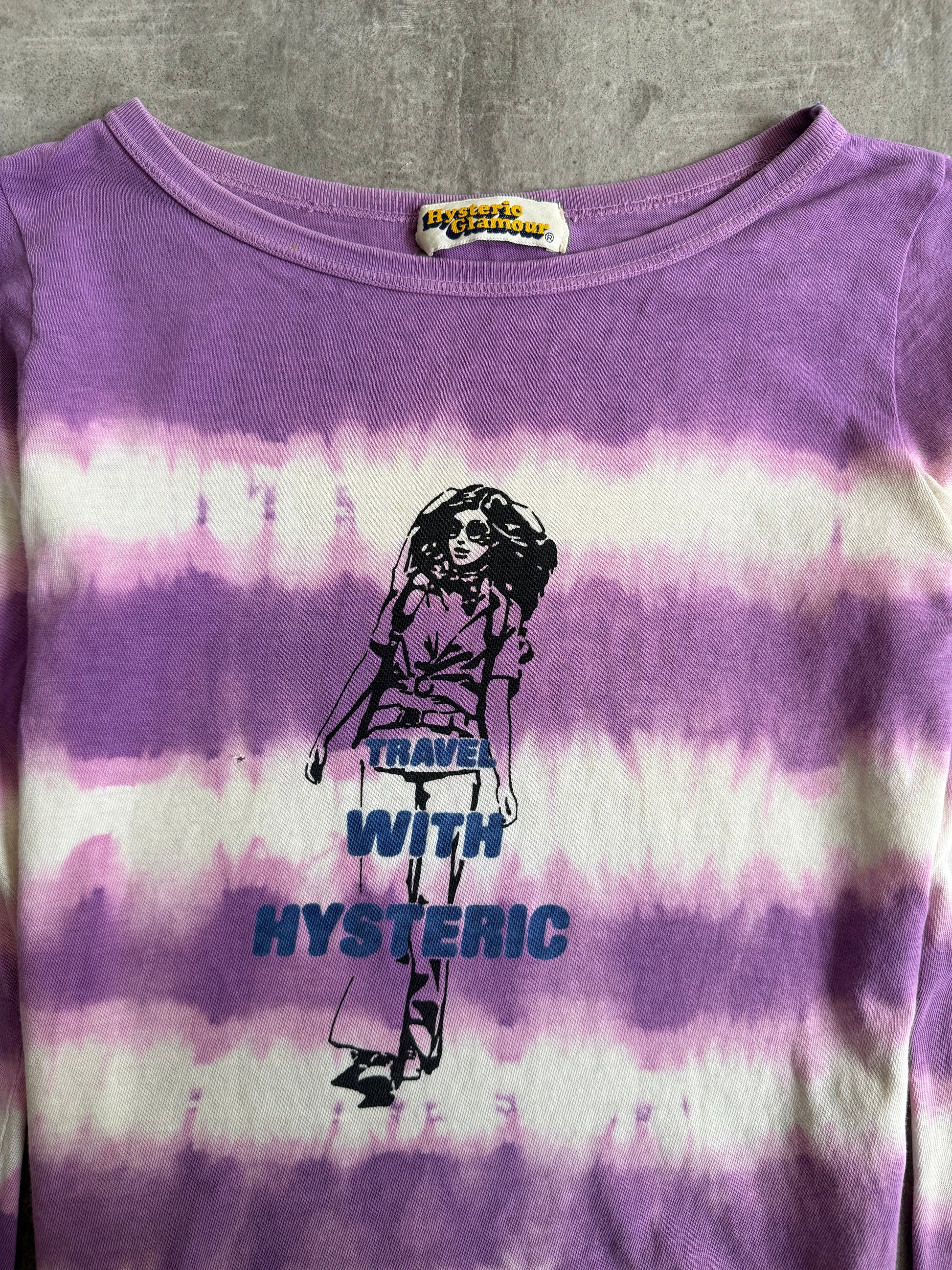 Hysteric Glamour Distressed Tie Dye Stripe LS Top | Small, Multicoloured
