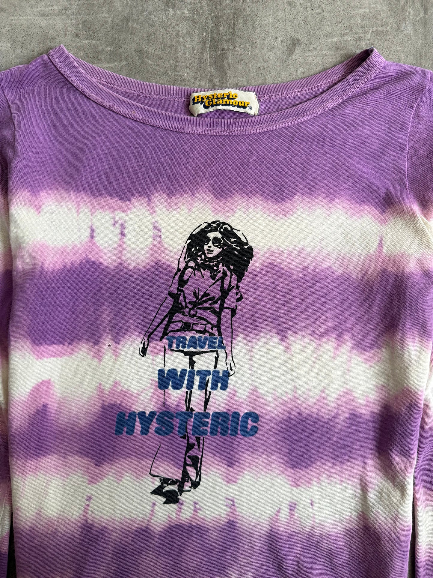 Hysteric Glamour Distressed Tie Dye Stripe LS Top