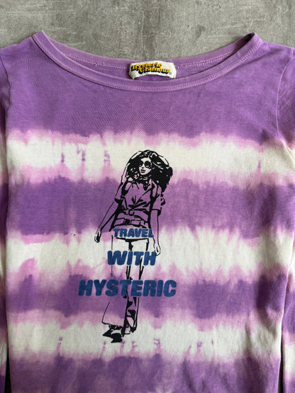 Hysteric Glamour Distressed Tie Dye Stripe LS Top