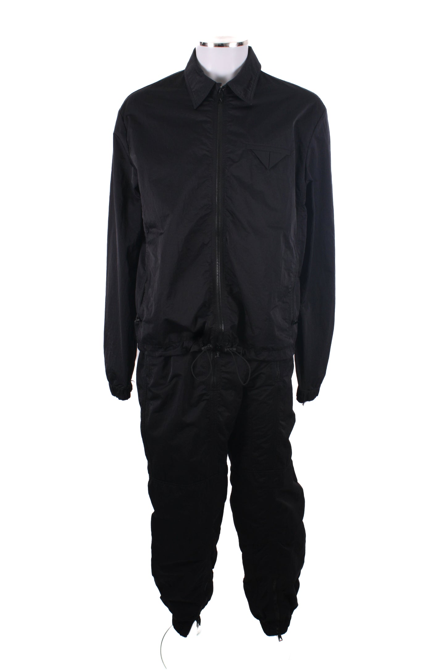Bottega Veneta Triangle Pocket Nylon Jacket/ Jogger Co-ord Black L | Large, Black