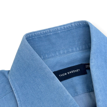 THOM SWEENEY COTTON SHIRT BLUE 17.5” / XL | XL, Blue